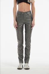 METAL LAMINATED LEATHER EFFECT FRESA TROUSERS